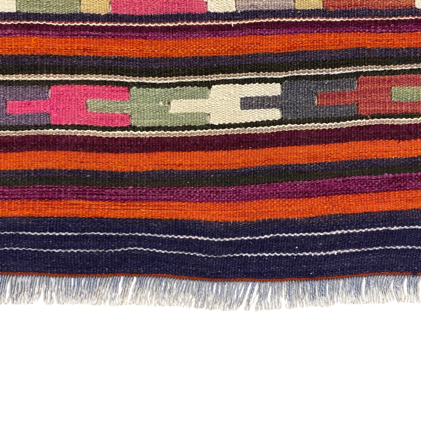 Aztec Design Pink Malatya Kelim Runner Rug for Hallway and Kitchen - Kilim Art Gallery