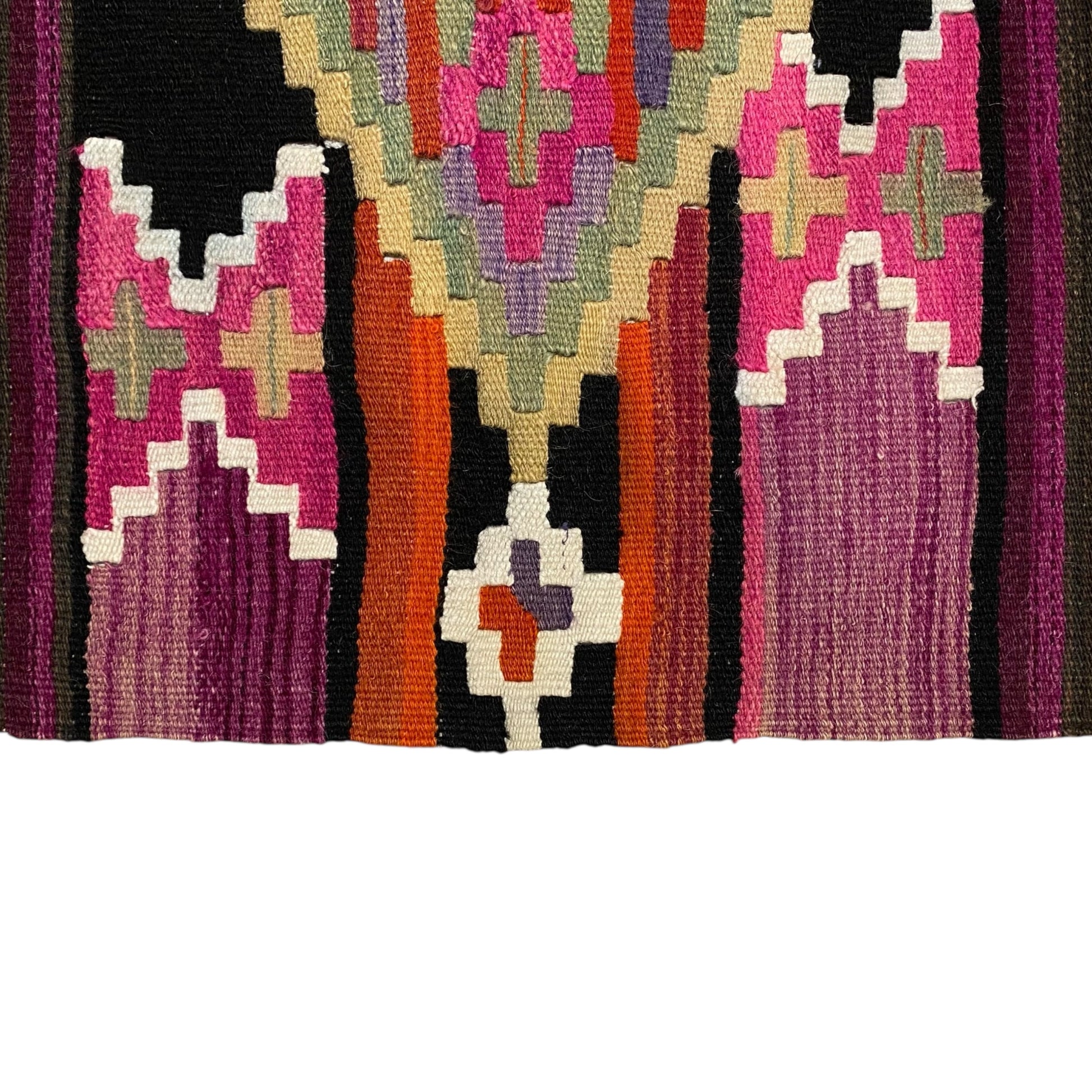 Aztec Design Pink Malatya Kelim Runner Rug for Hallway and Kitchen - Kilim Art Gallery