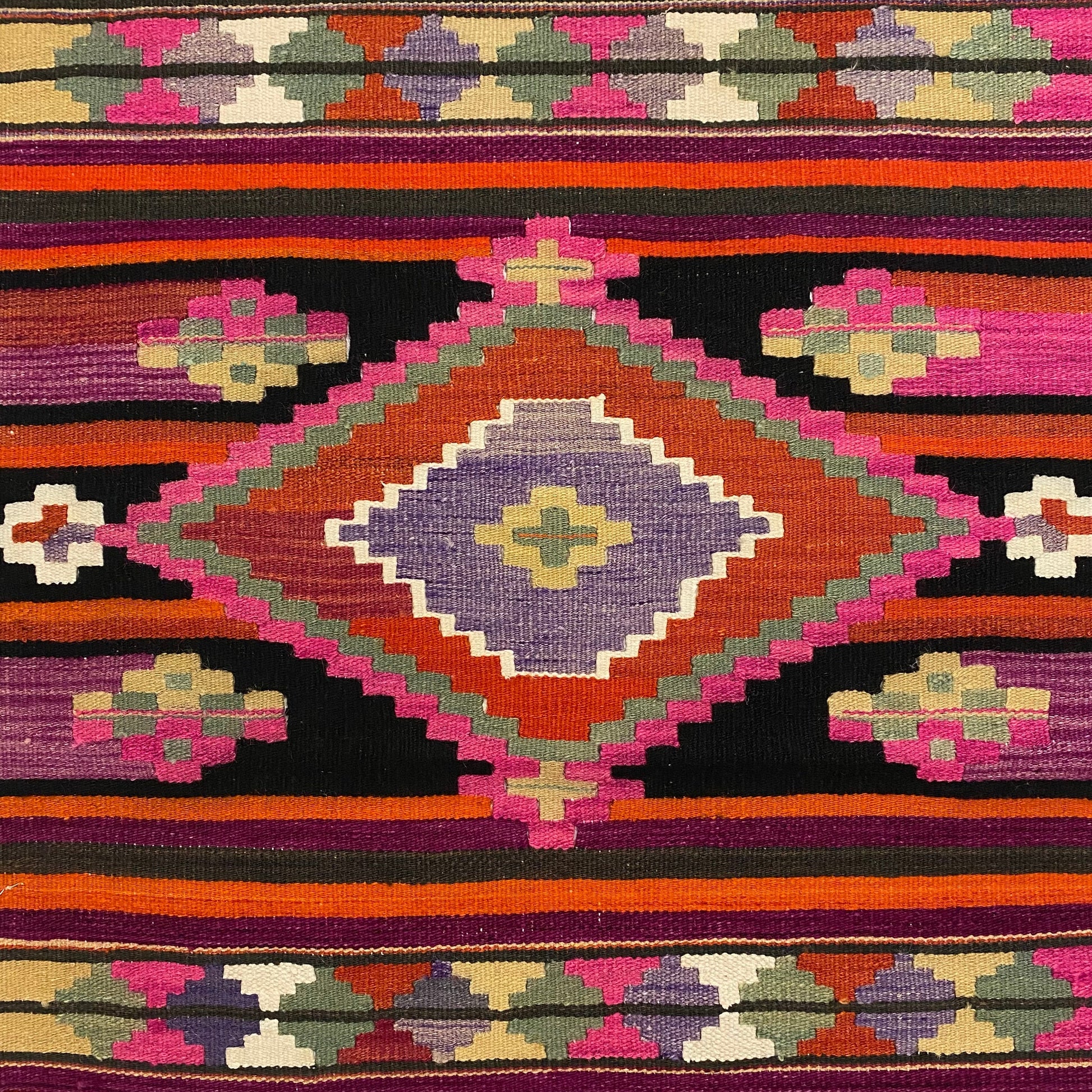 Aztec Design Pink Malatya Kelim Runner Rug for Hallway and Kitchen - Kilim Art Gallery