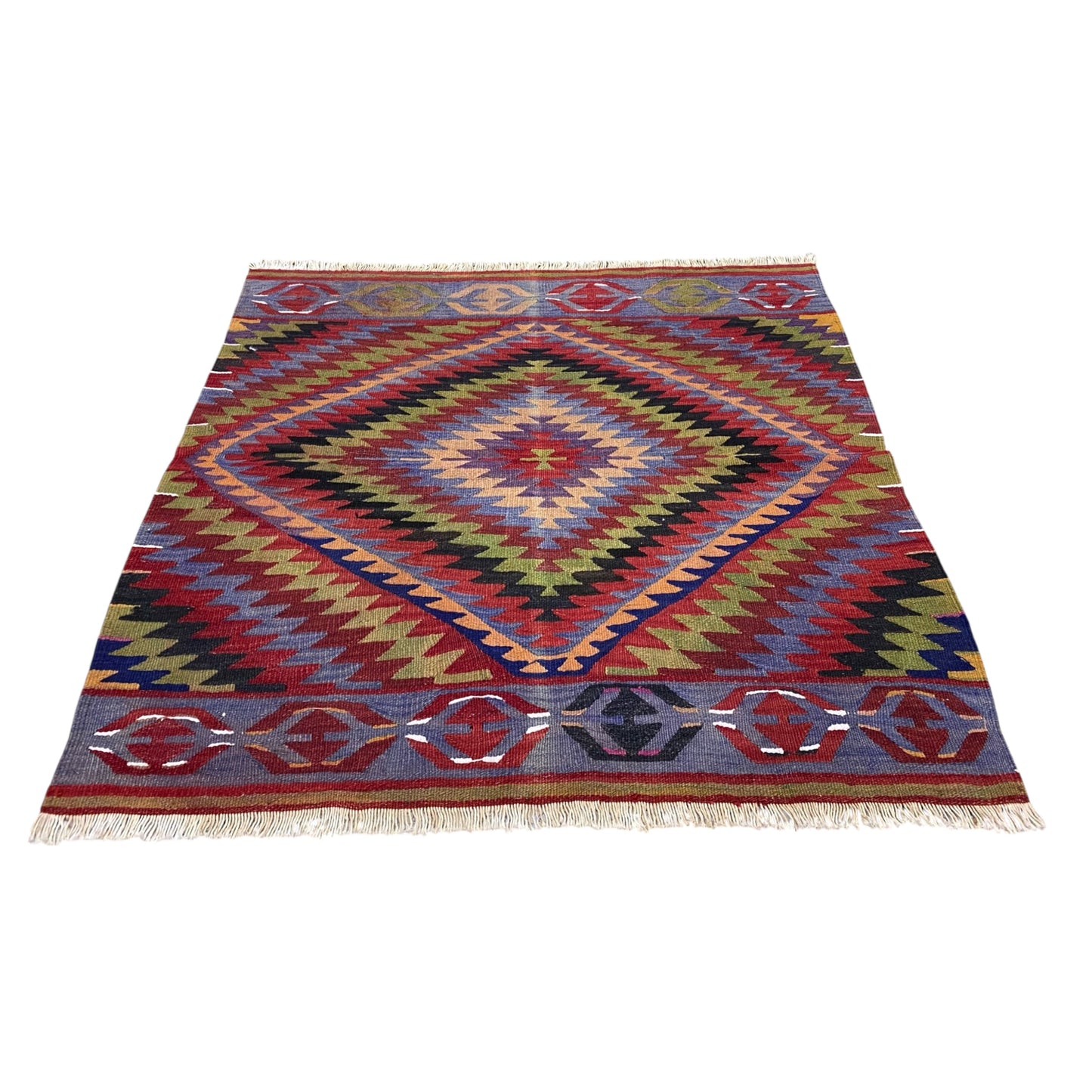 Aztec Design Square Sofra Kilim Rug - Kilim Art Gallery