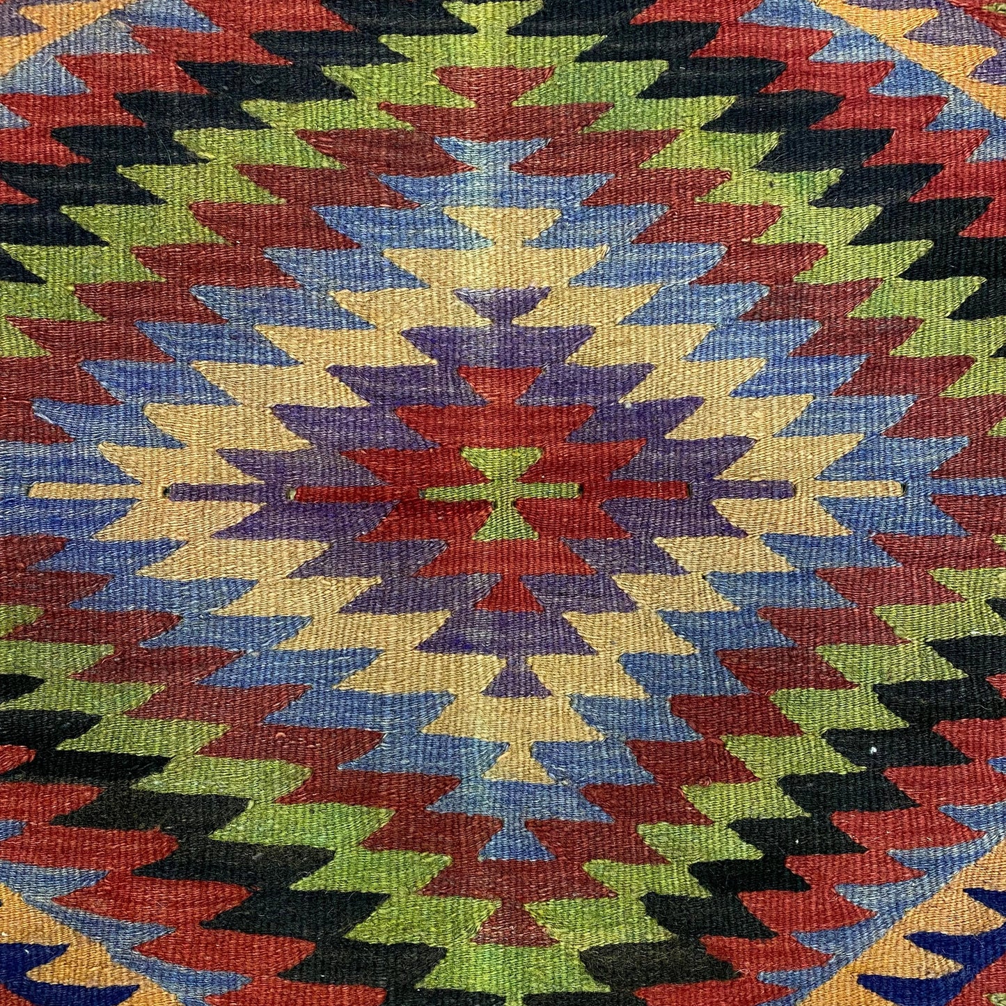 Aztec Design Square Sofra Kilim Rug - Kilim Art Gallery