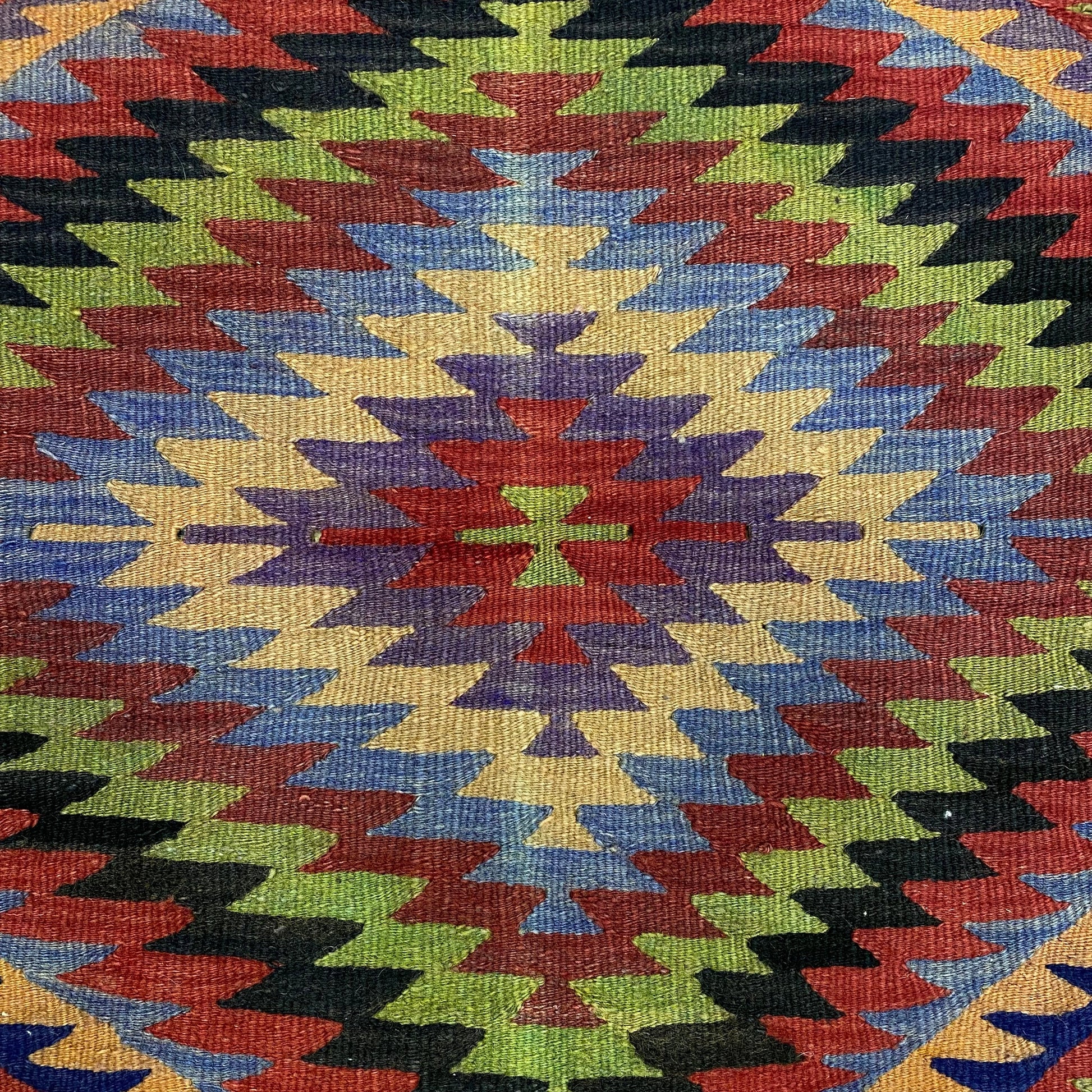 Aztec Design Square Sofra Kilim Rug - Kilim Art Gallery