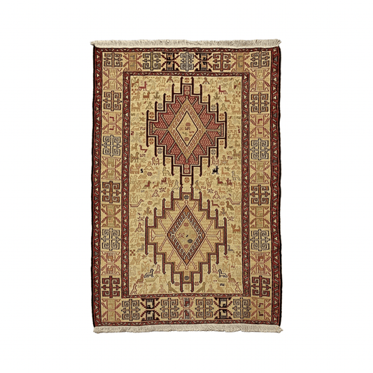 Best Quality Silk Hand Embroidered Soumak Kelim Rug - Kilim Art Gallery