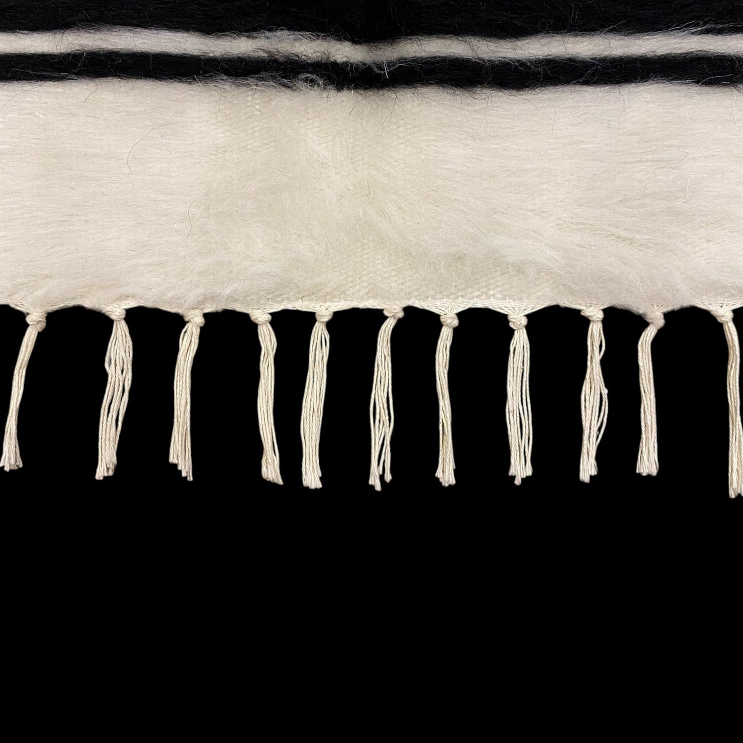 Black And White Angora Mohair Siirt Blanket - Kilim Art Gallery