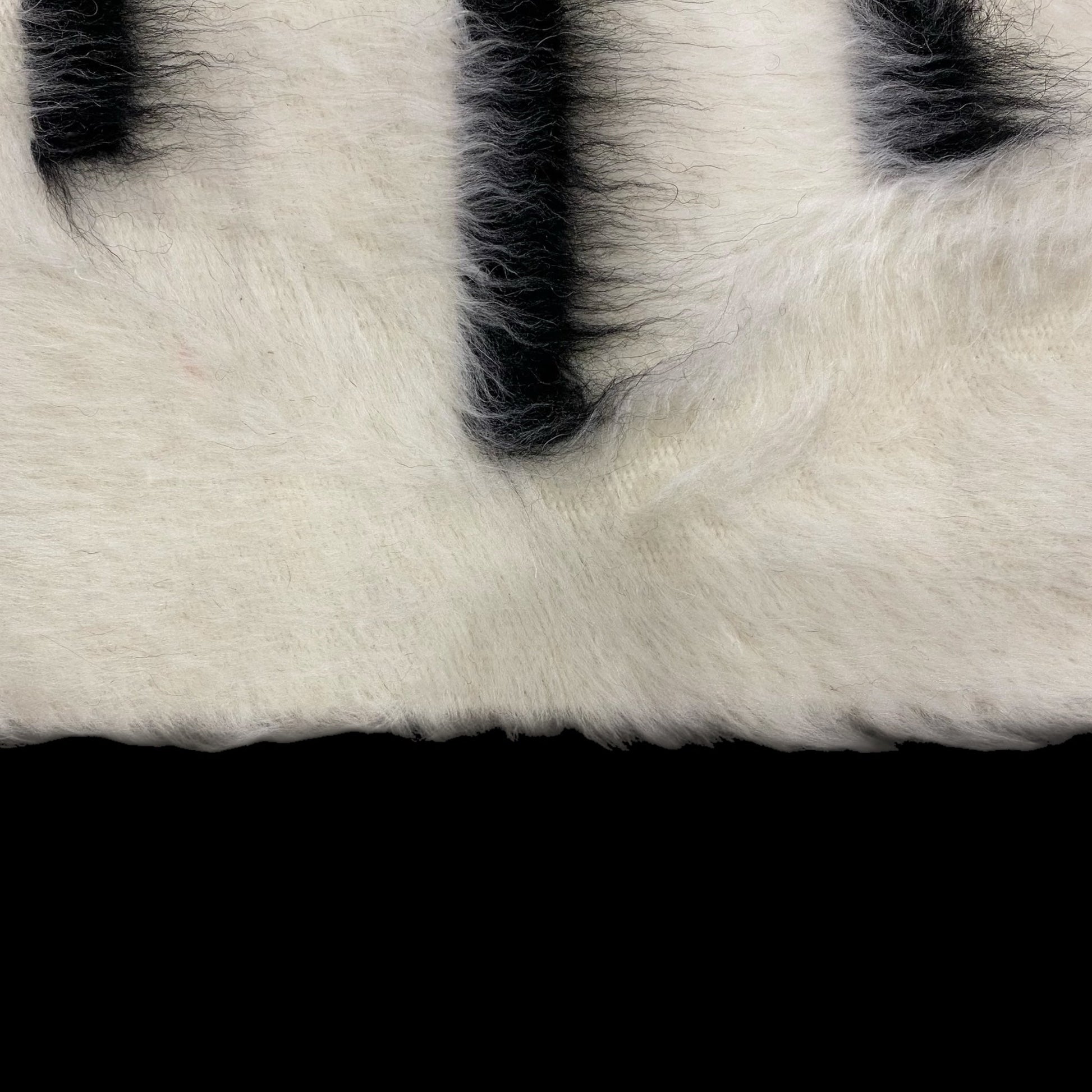 Black And White Angora Mohair Siirt Blanket - Kilim Art Gallery
