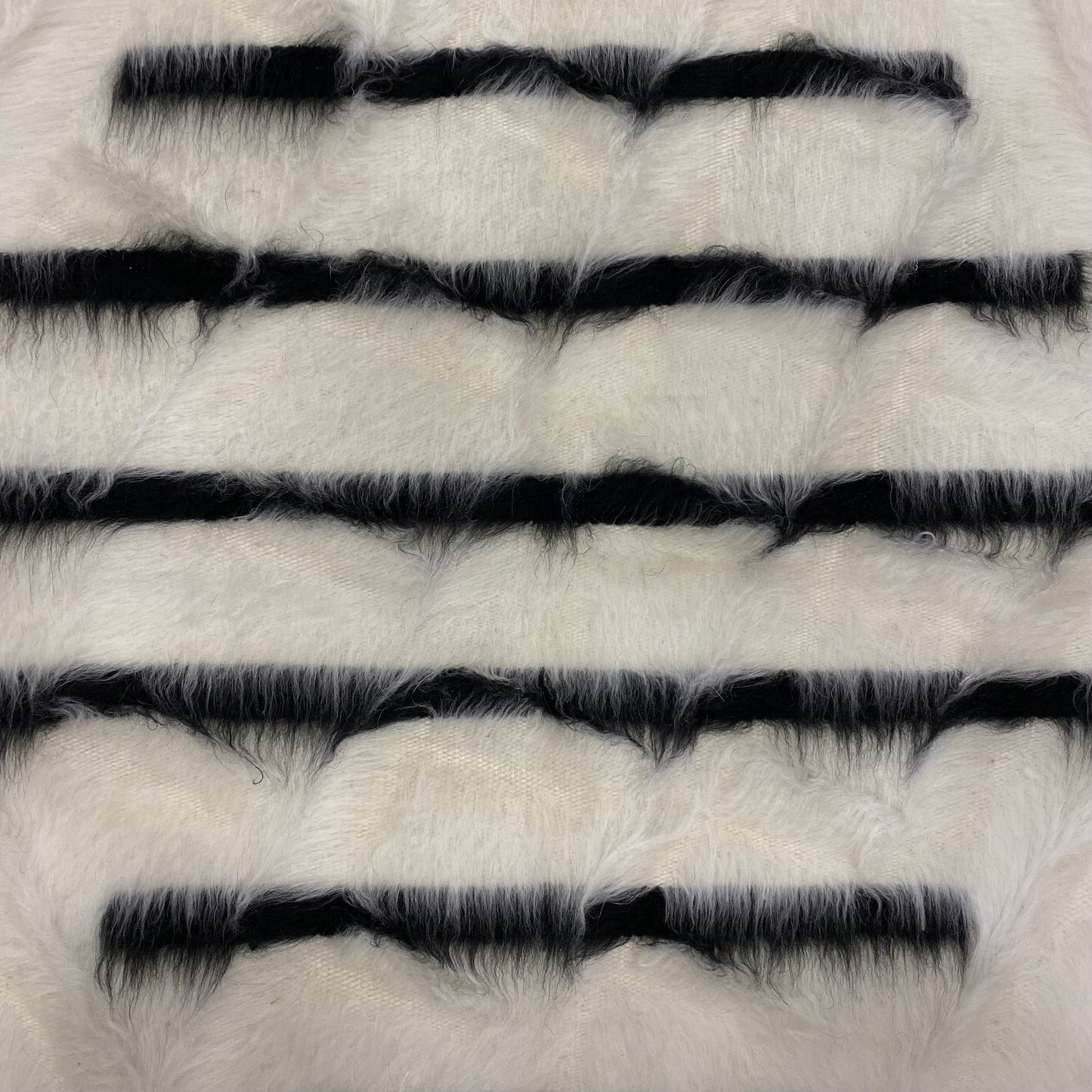 Black And White Angora Mohair Siirt Blanket - Kilim Art Gallery