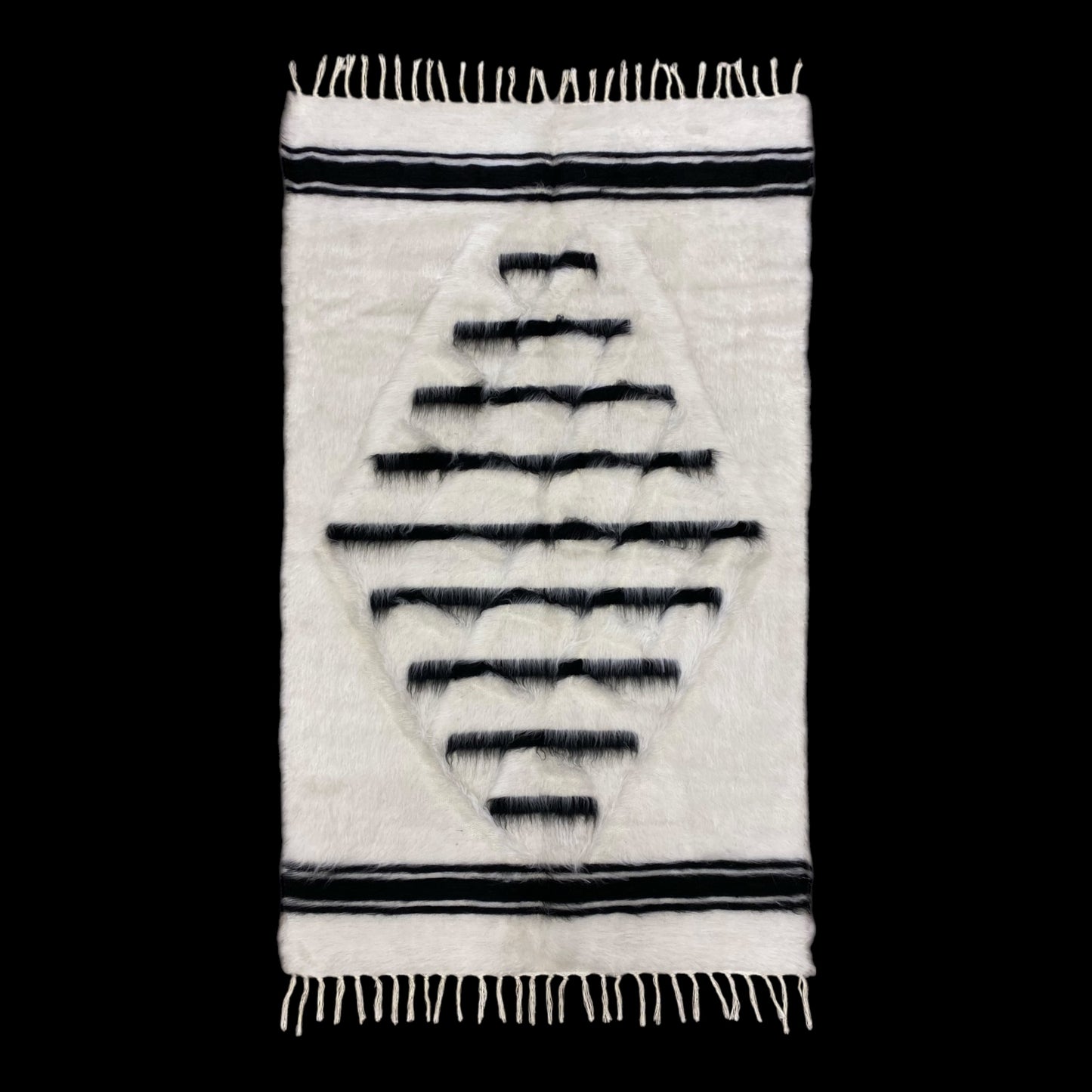 Black And White Angora Mohair Siirt Blanket