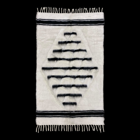 Black And White Angora Mohair Siirt Blanket