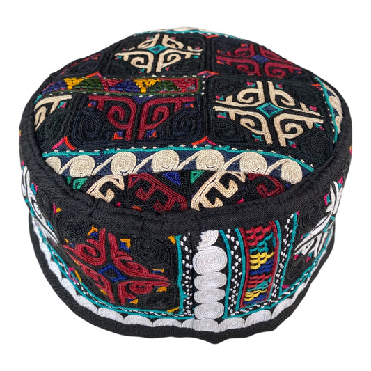 Black and White Tribal Hat - Kilim Art Gallery