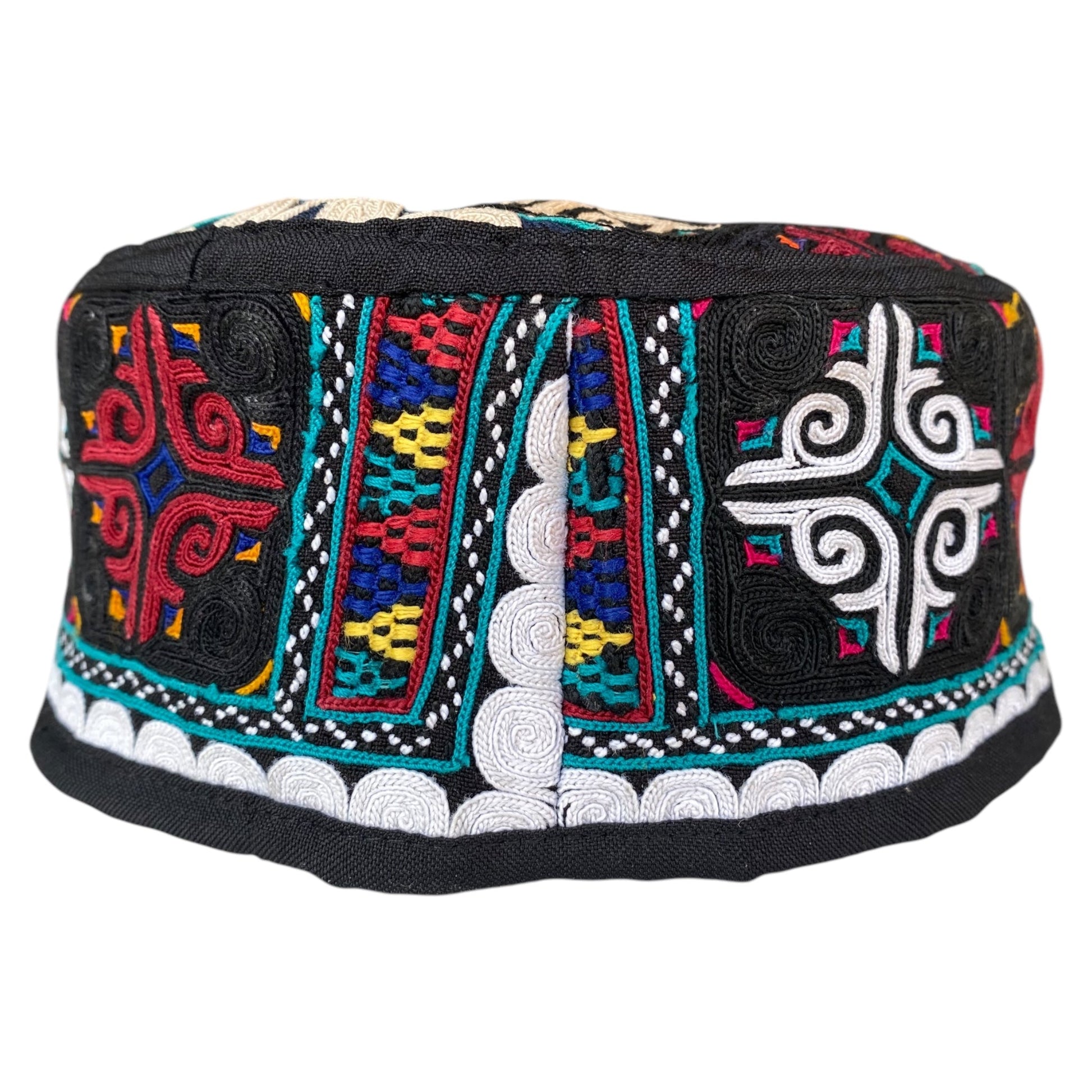 Black and White Tribal Hat - Kilim Art Gallery