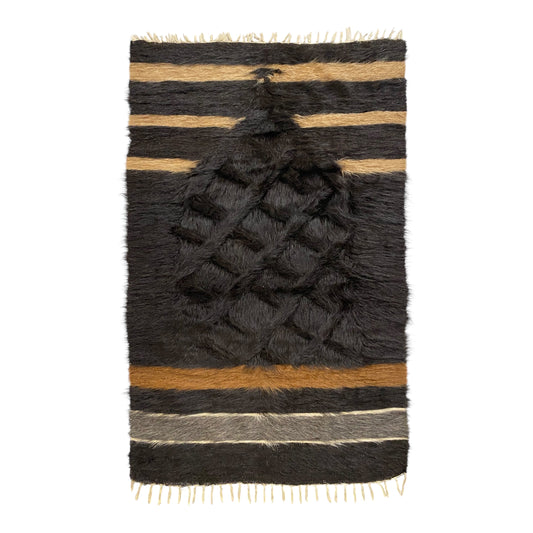 Black Angora Mohair Siirt Blanket Kilim Rug Prayer Mat - Kilim Art Gallery
