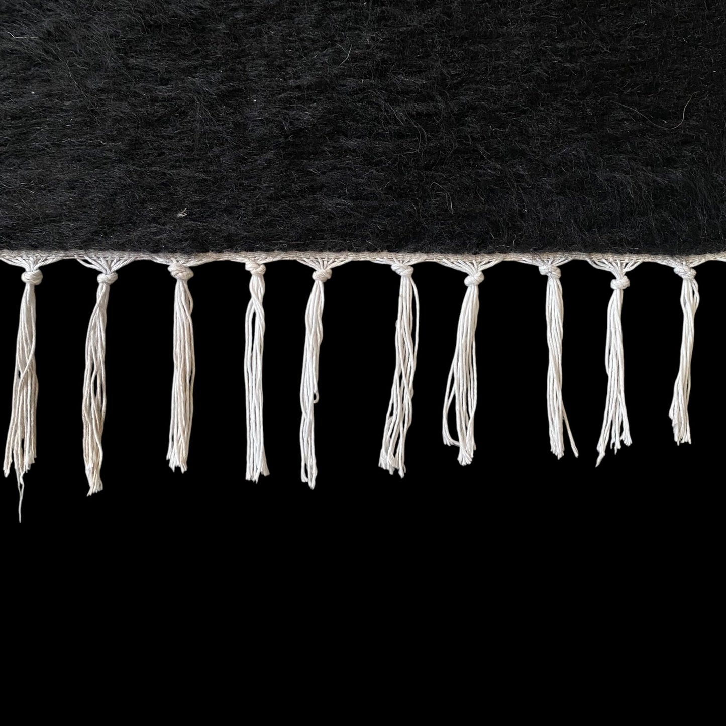 Black Angora Mohair Turkish Siirt Blanket Kilim Rug - Kilim Art Gallery