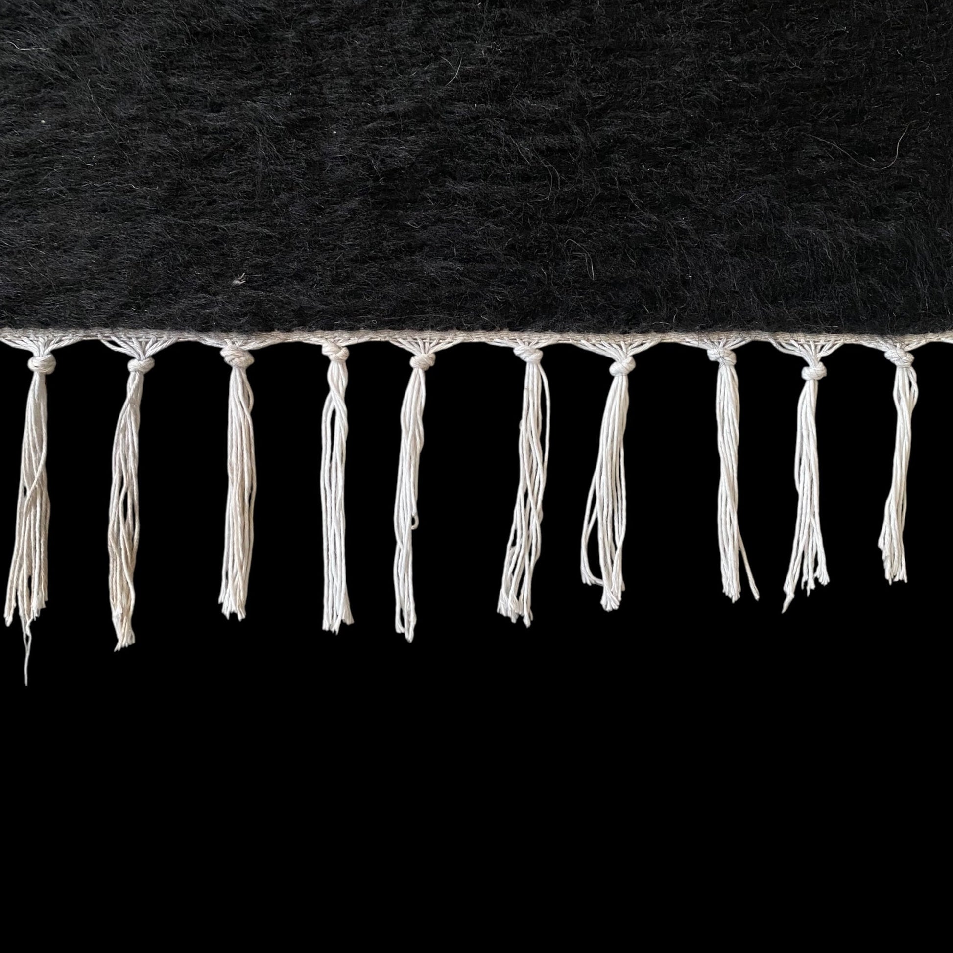 Black Angora Mohair Turkish Siirt Blanket Kilim Rug - Kilim Art Gallery