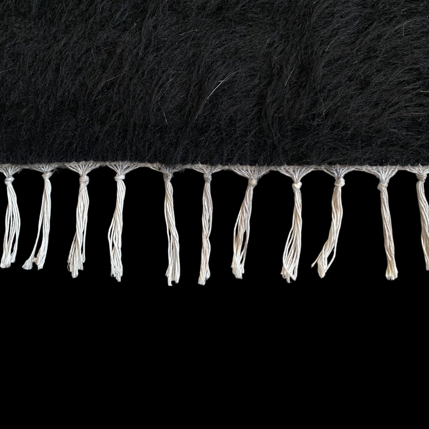 Black Angora Mohair Turkish Siirt Blanket Kilim Rug - Kilim Art Gallery