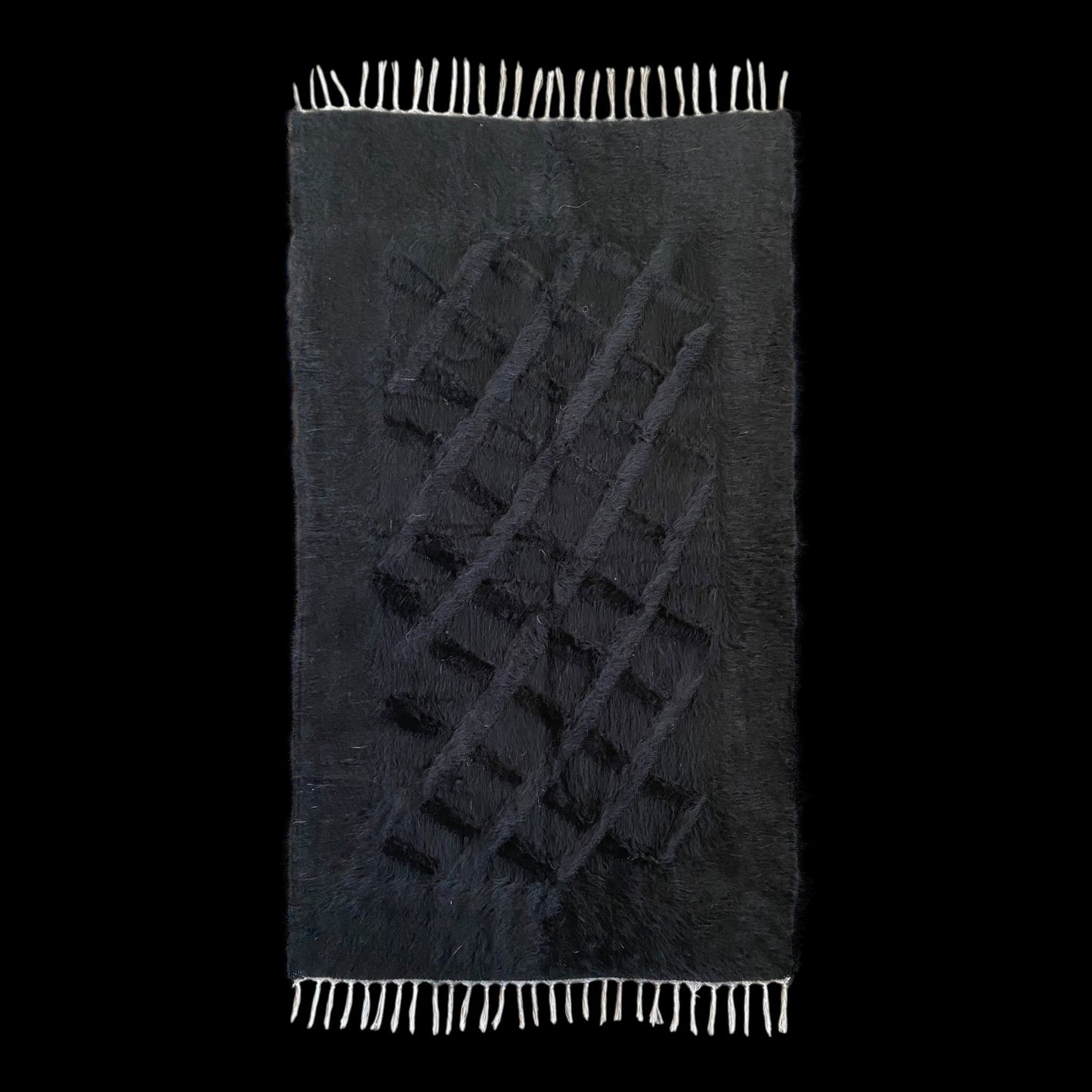 Black Angora Mohair Turkish Siirt Blanket Kilim Rug - Kilim Art Gallery