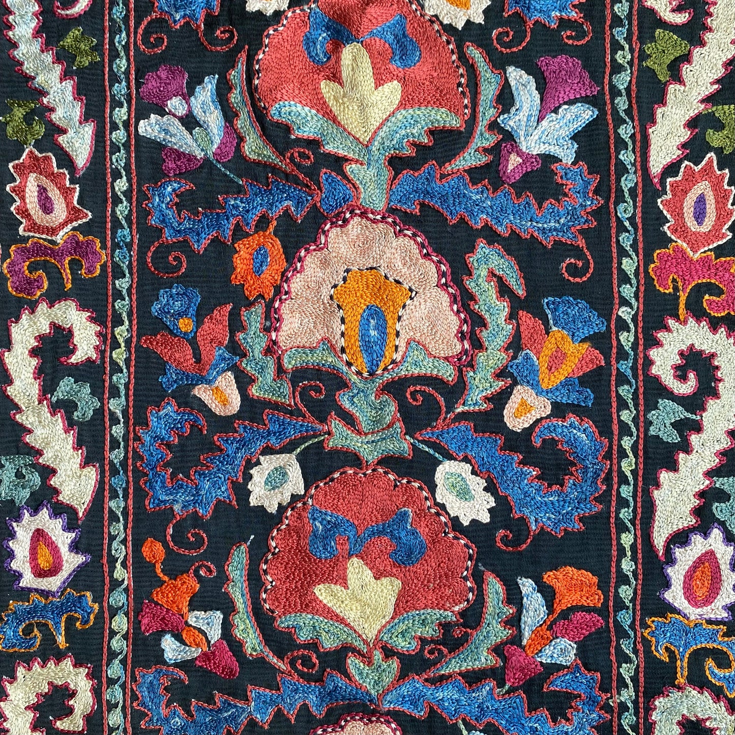 Black Silk Shakhrisabz Suzani - Kilim Art Gallery