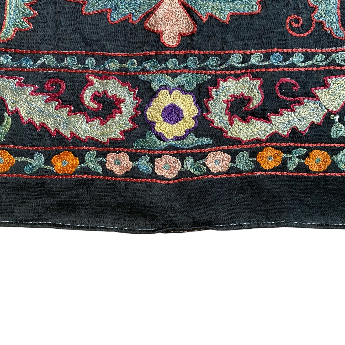 Black Silk Shakhrisabz Suzani - Kilim Art Gallery