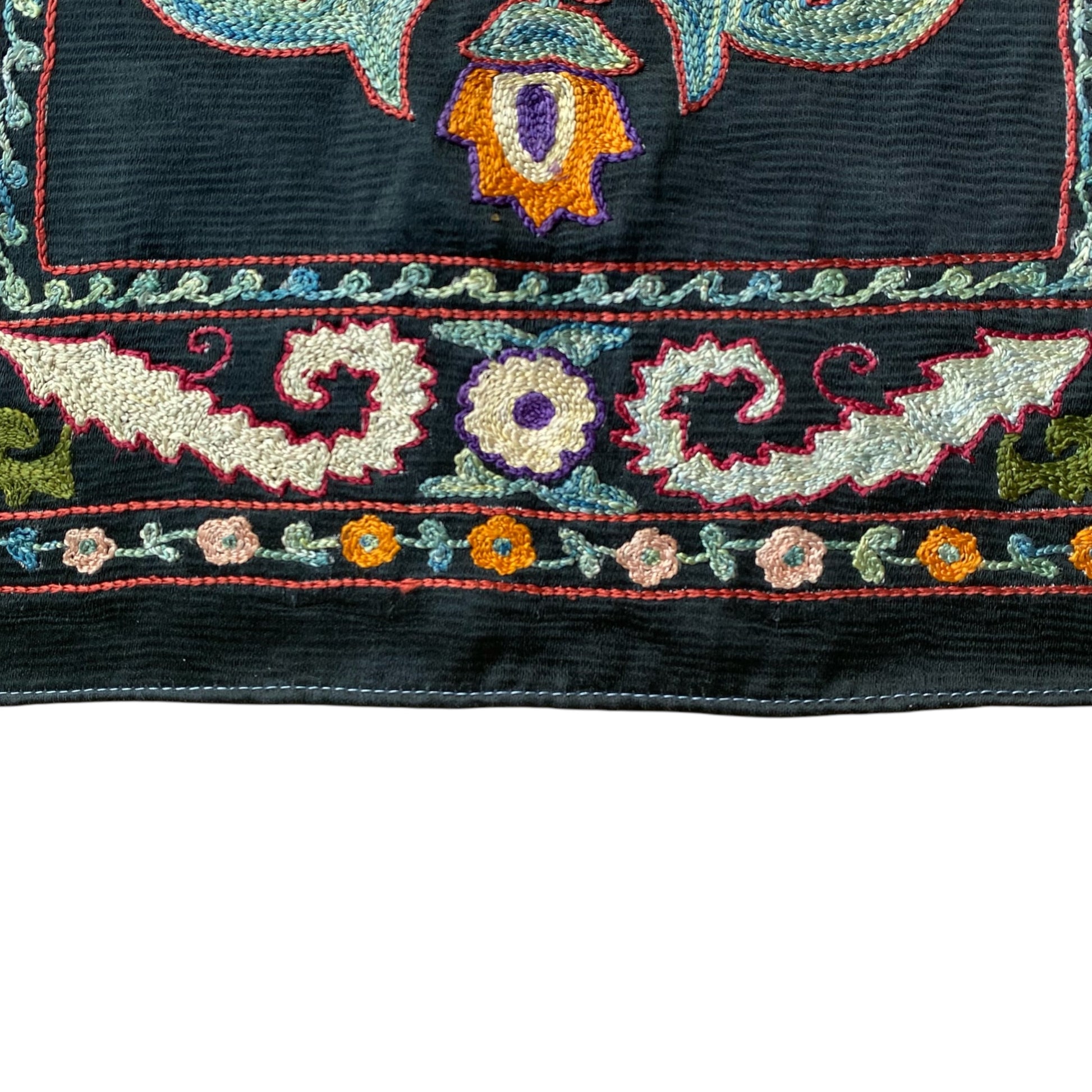 Black Silk Shakhrisabz Suzani - Kilim Art Gallery