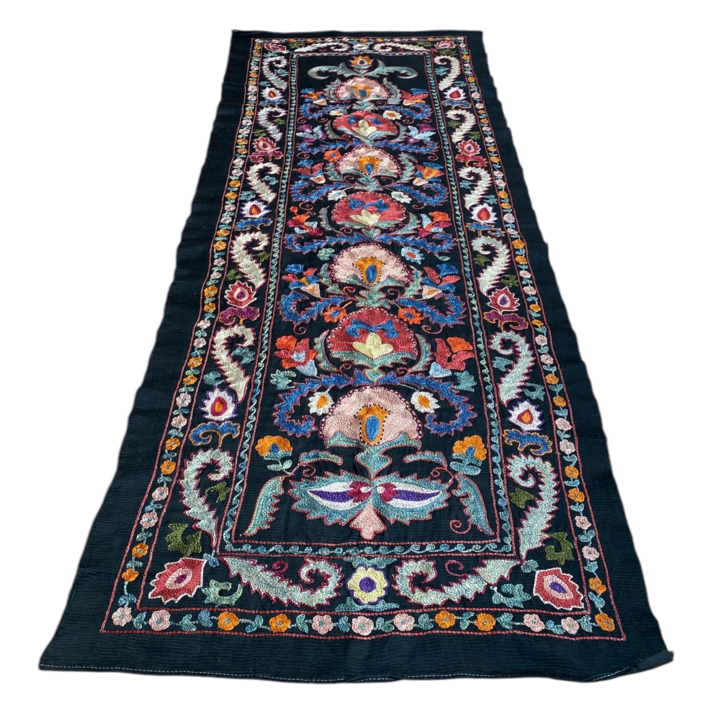 Black Silk Shakhrisabz Suzani - Kilim Art Gallery