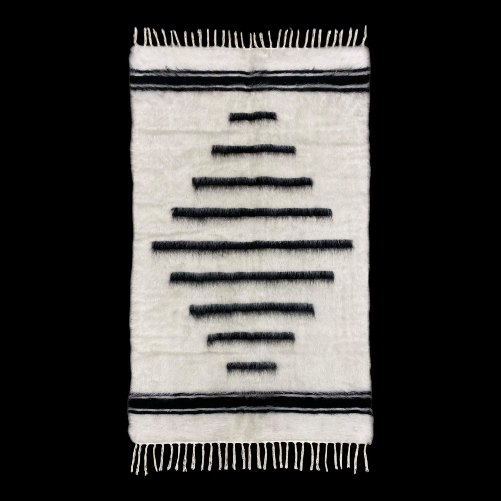 Black White Nordic Style Turkish Siirt Blanket Kelim Rug - Kilim Art Gallery