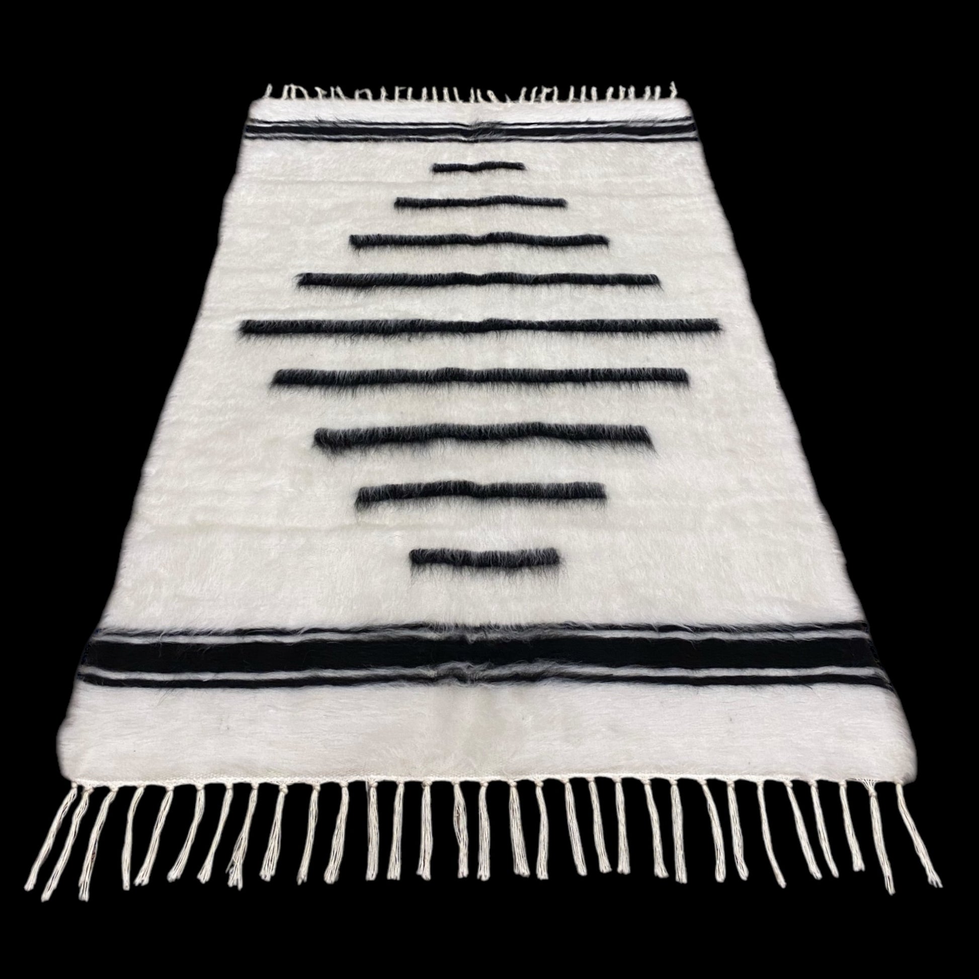 Black White Nordic Style Turkish Siirt Blanket Kelim Rug