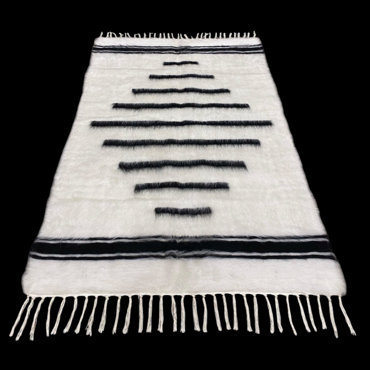 Black White Nordic Style Turkish Siirt Blanket Kelim Rug - Kilim Art Gallery