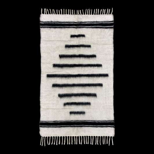 Black White Nordic Style Turkish Siirt Blanket Kelim Rug