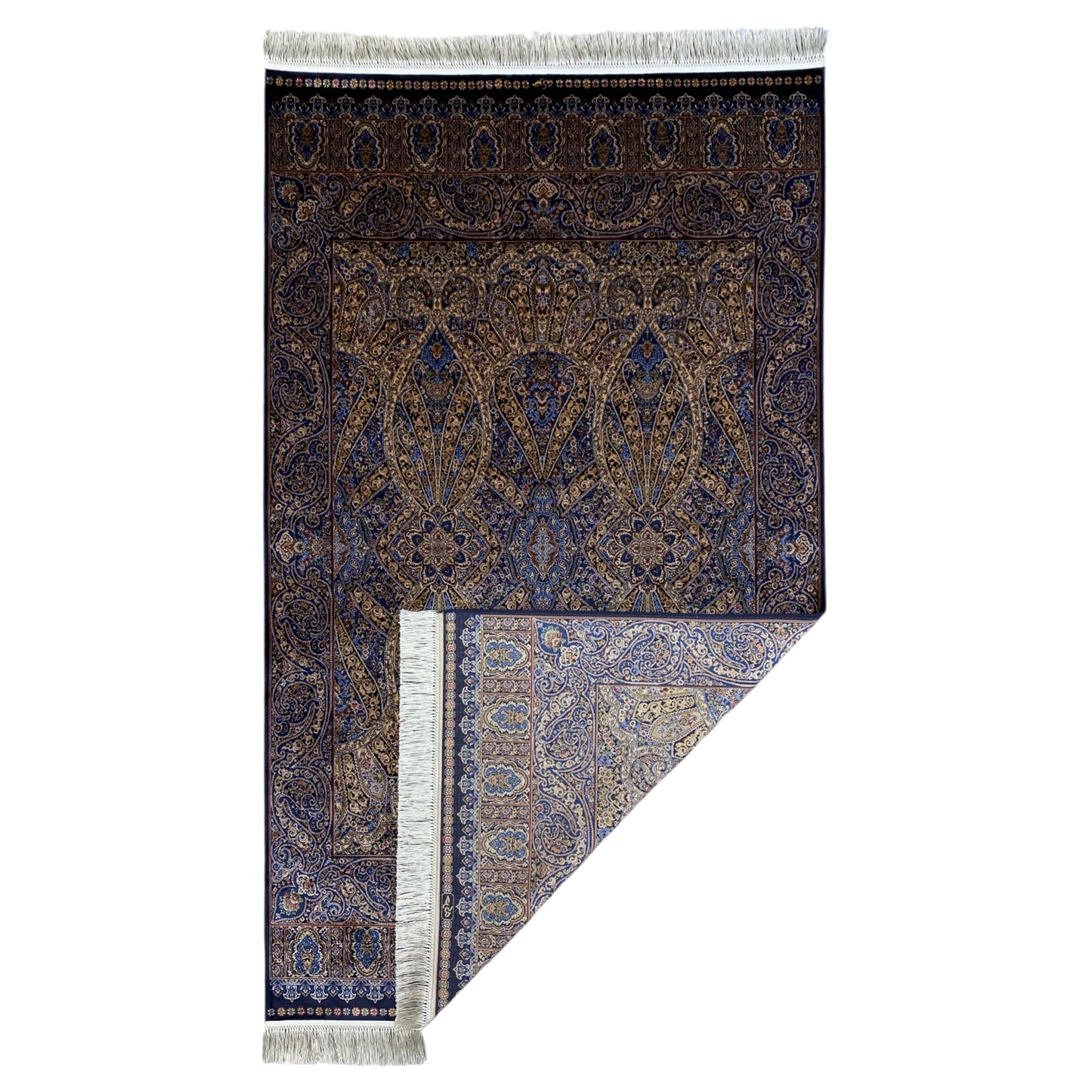 Blue and Gold Color Bamboo Rug - Kilim Art Gallery