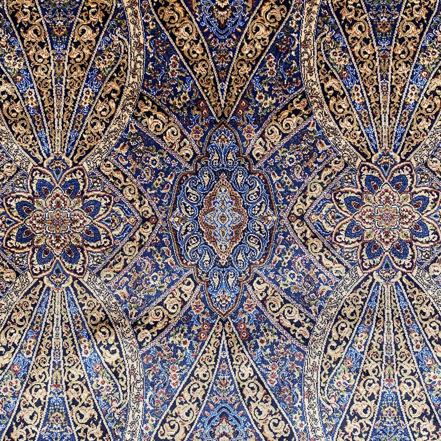 Blue and Gold Color Bamboo Rug