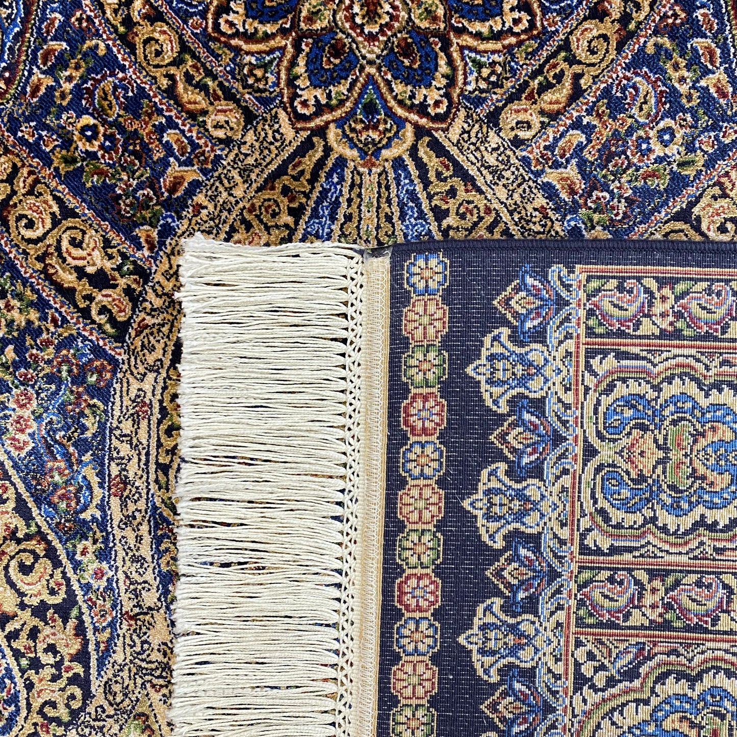 Blue and Gold Color Bamboo Rug - Kilim Art Gallery