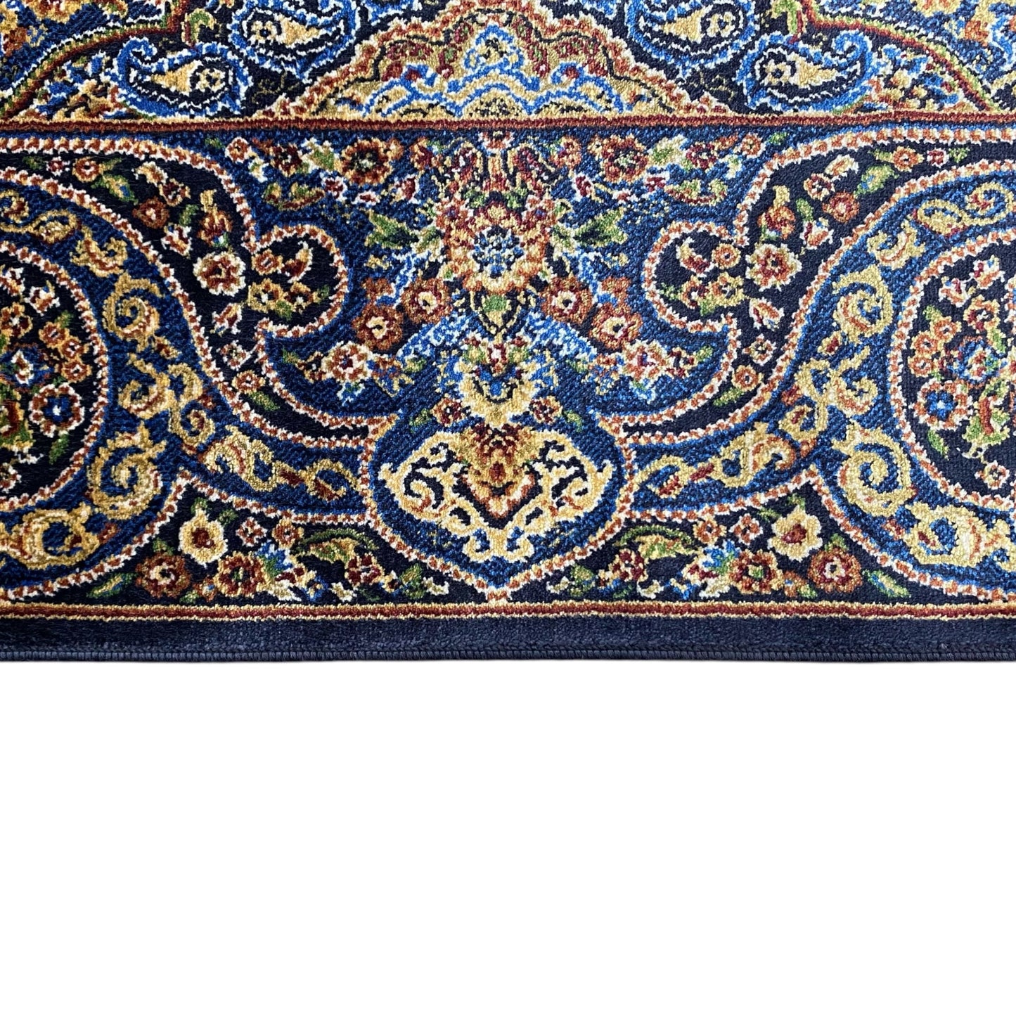 Blue and Gold Color Bamboo Rug - Kilim Art Gallery