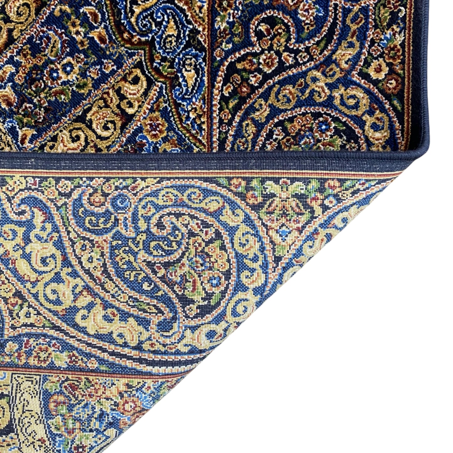 Blue and Gold Color Bamboo Rug - Kilim Art Gallery