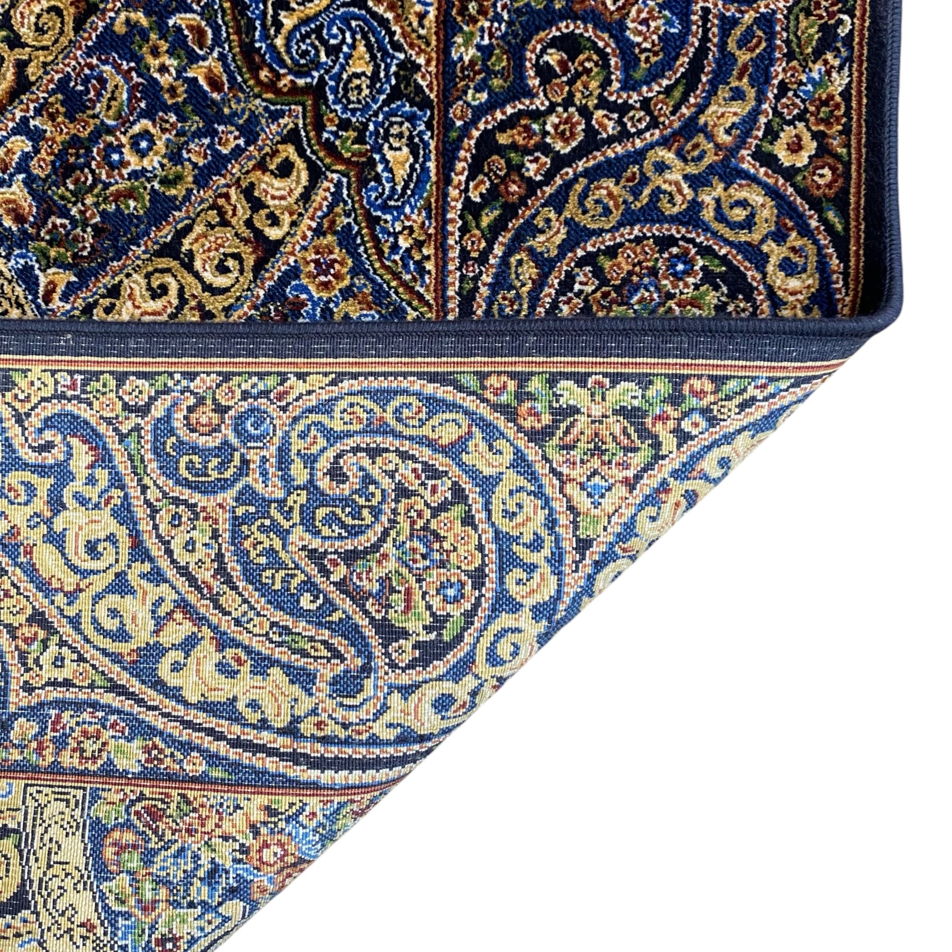 Blue and Gold Color Bamboo Rug - Kilim Art Gallery