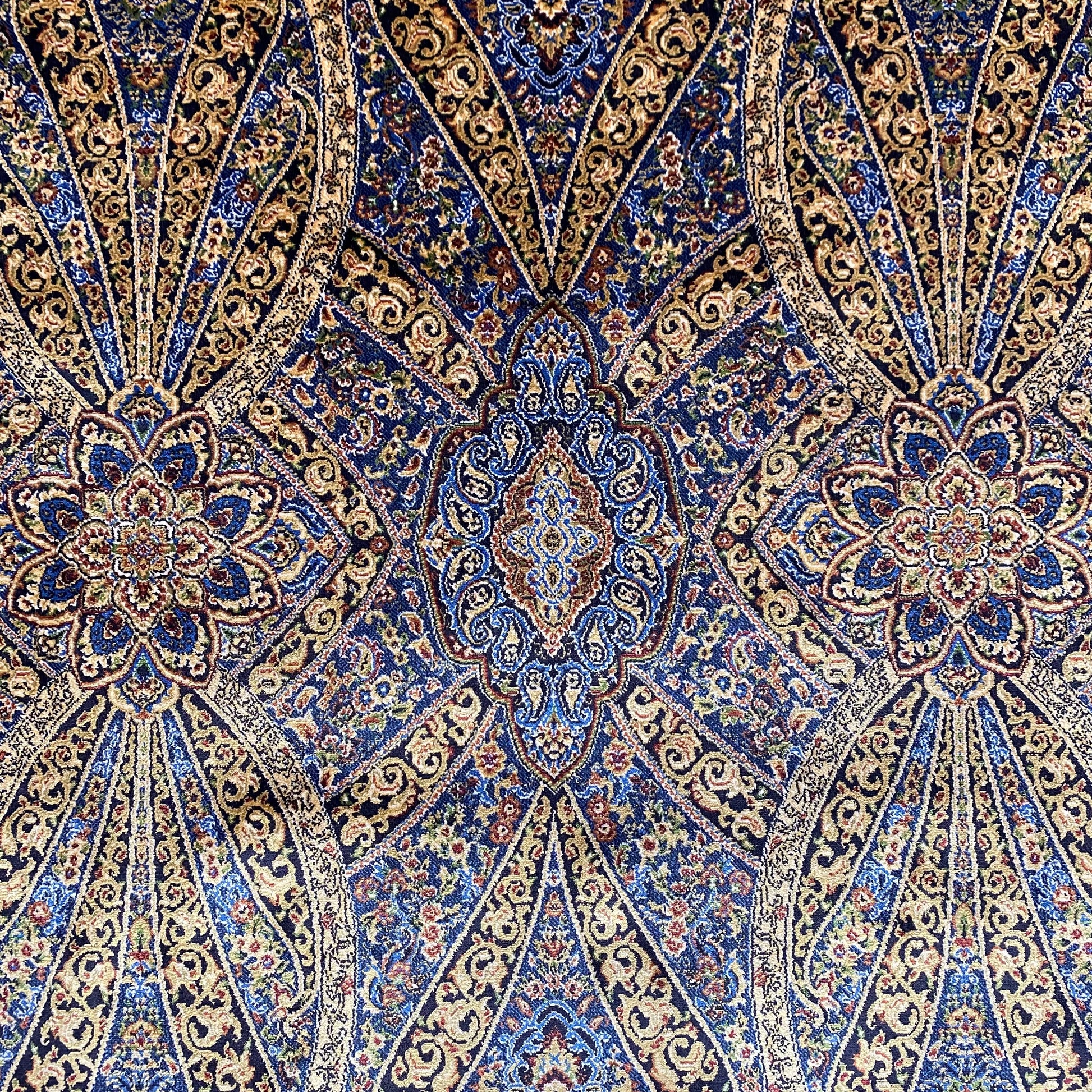 Blue and Gold Color Bamboo Rug - Kilim Art Gallery