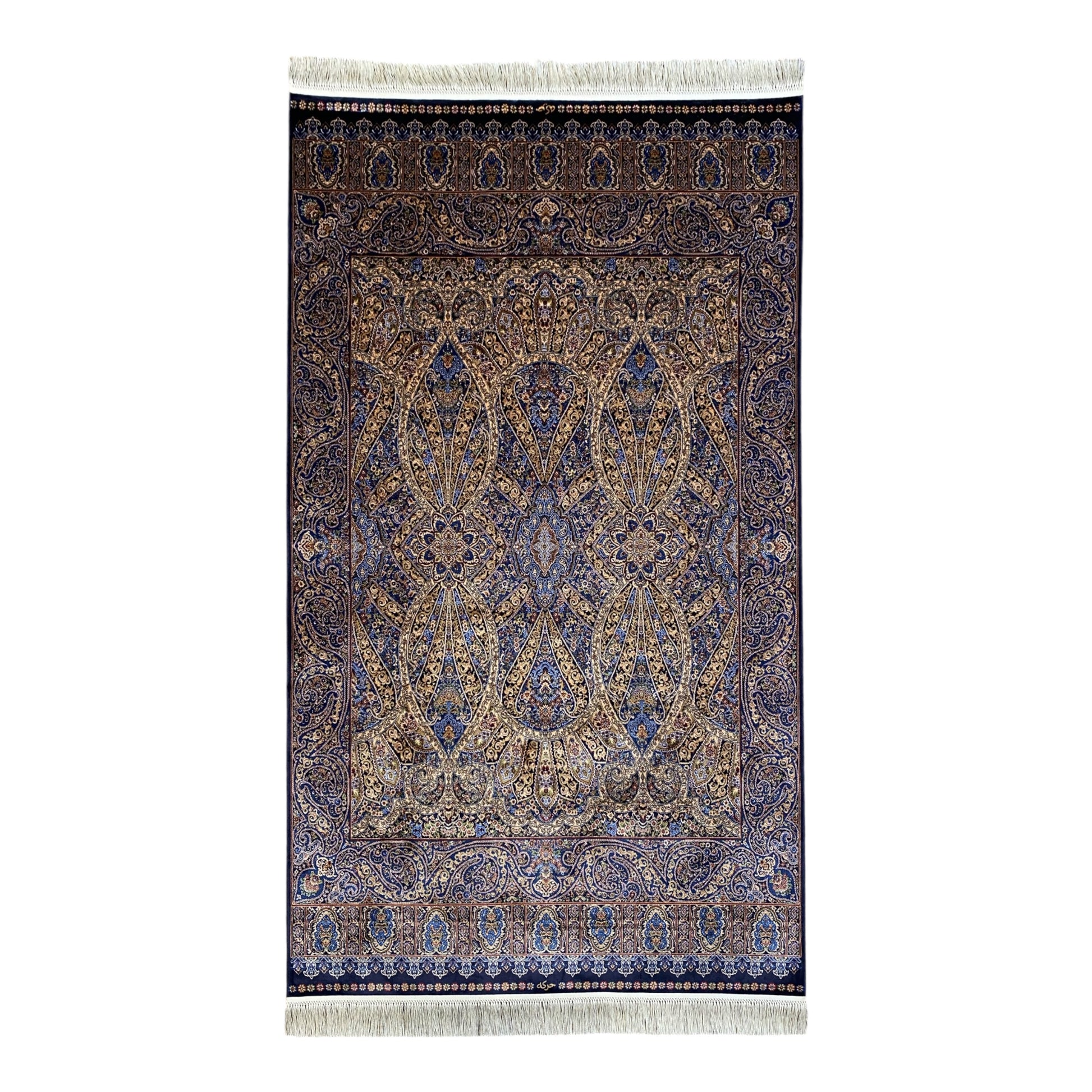 Blue and Gold Color Bamboo Rug