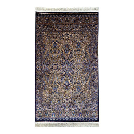 Blue and Gold Color Bamboo Rug