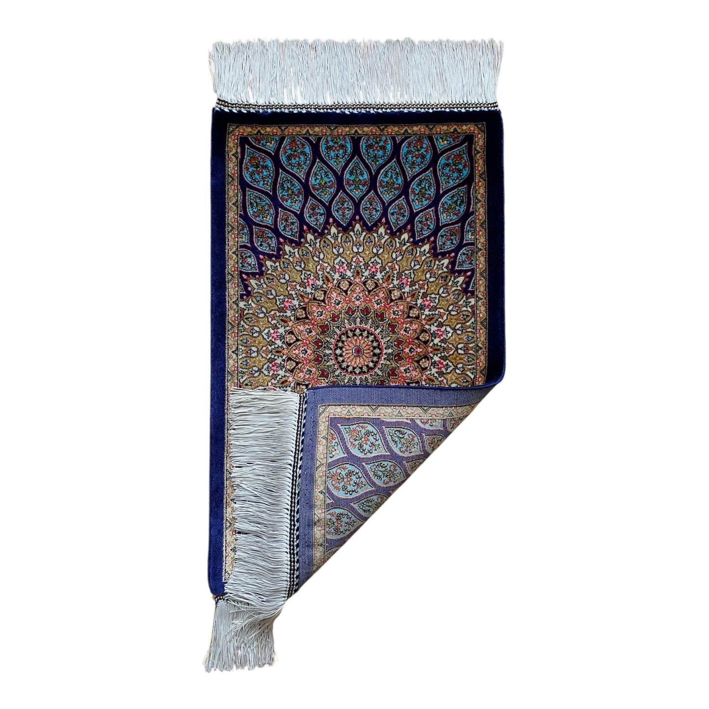Blue Dome Gonbad Bamboo Silk Rug - Kilim Art Gallery