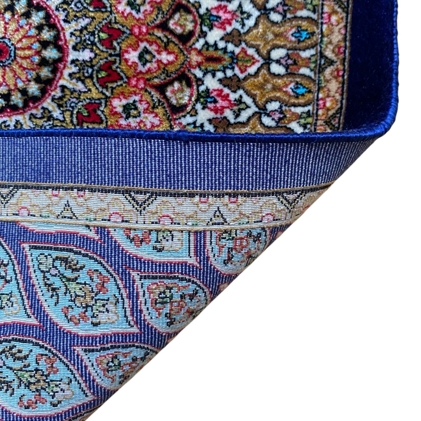 Blue Dome Gonbad Bamboo Silk Rug - Kilim Art Gallery