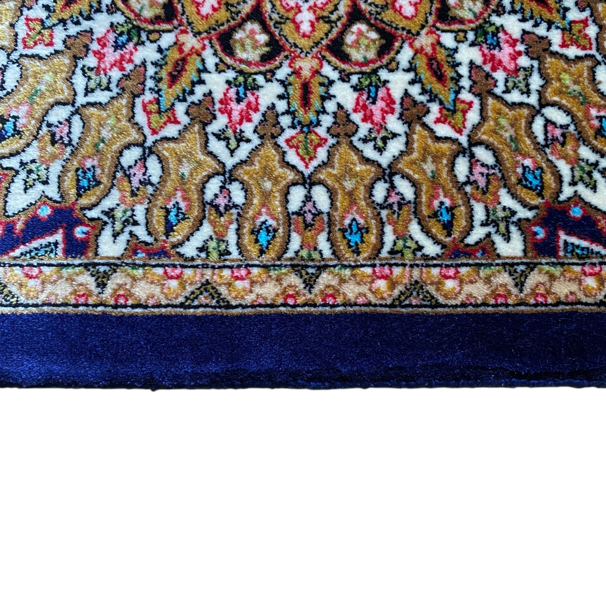 Blue Dome Gonbad Bamboo Silk Rug - Kilim Art Gallery