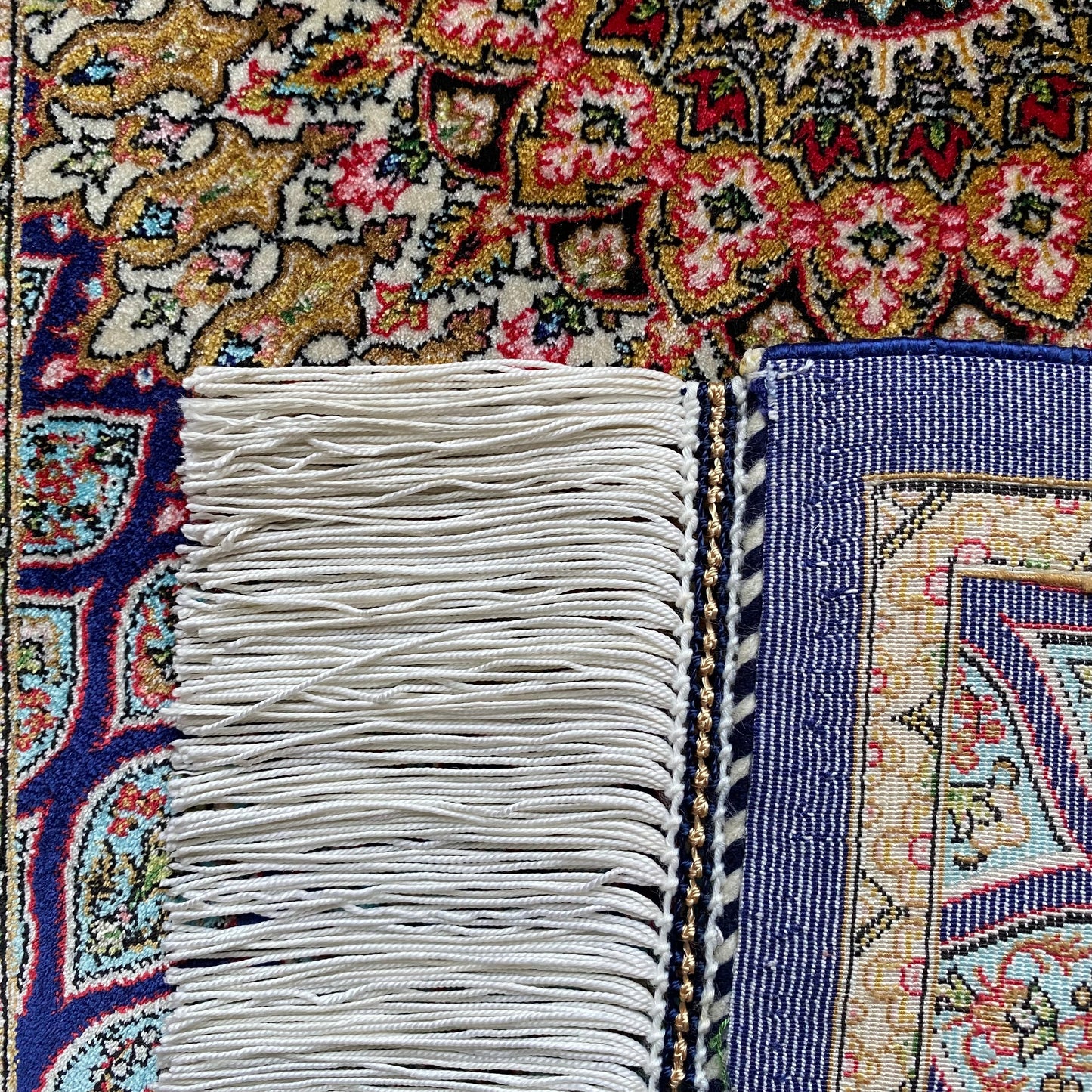 Blue Dome Gonbad Bamboo Silk Rug - Kilim Art Gallery