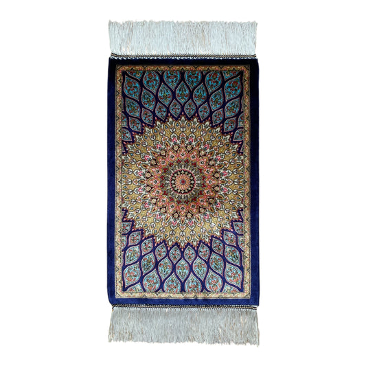 Blue Dome Gonbad Bamboo Silk Rug - Kilim Art Gallery