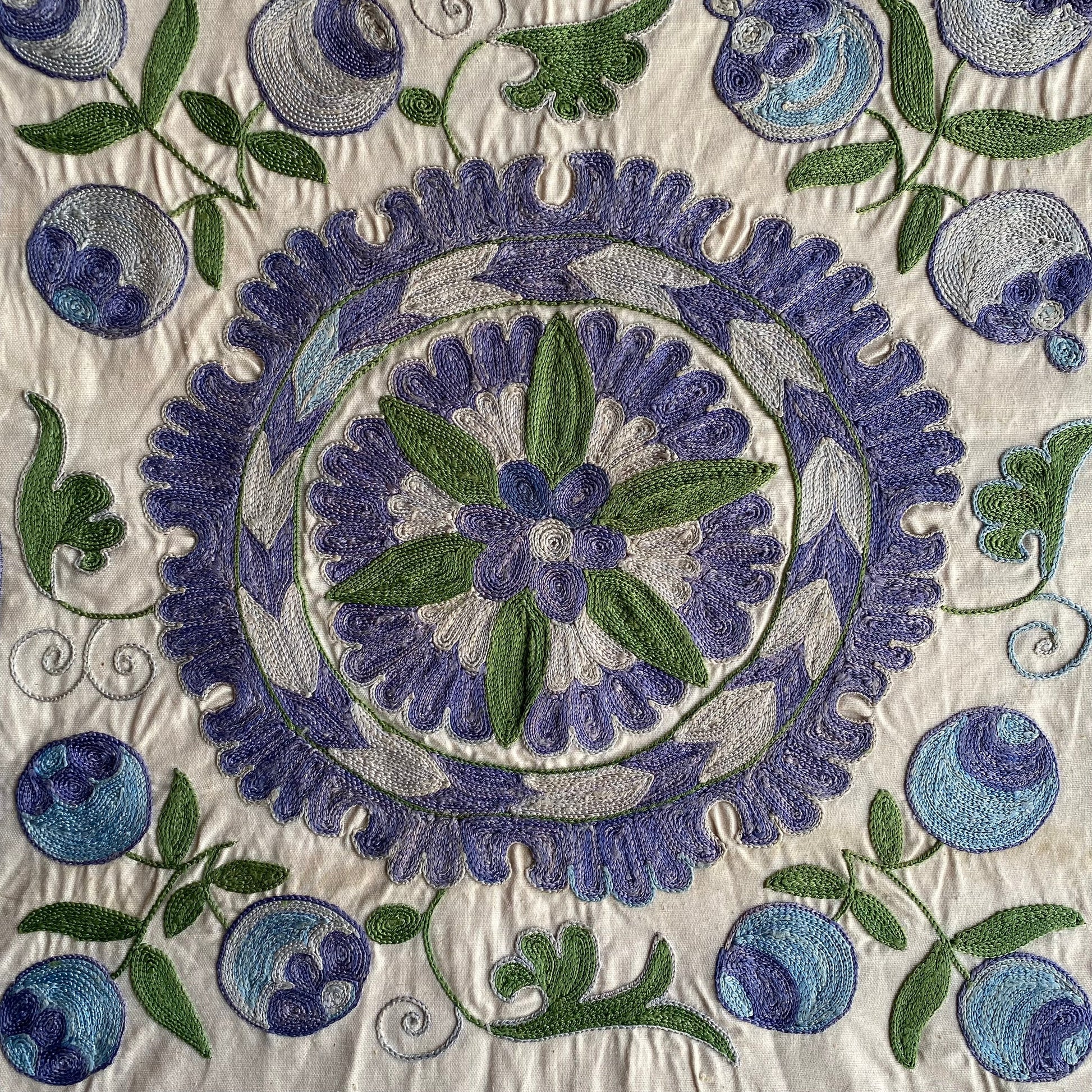 Blue Green Suzani Pillow / Cushion Cover - Kilim Art Gallery