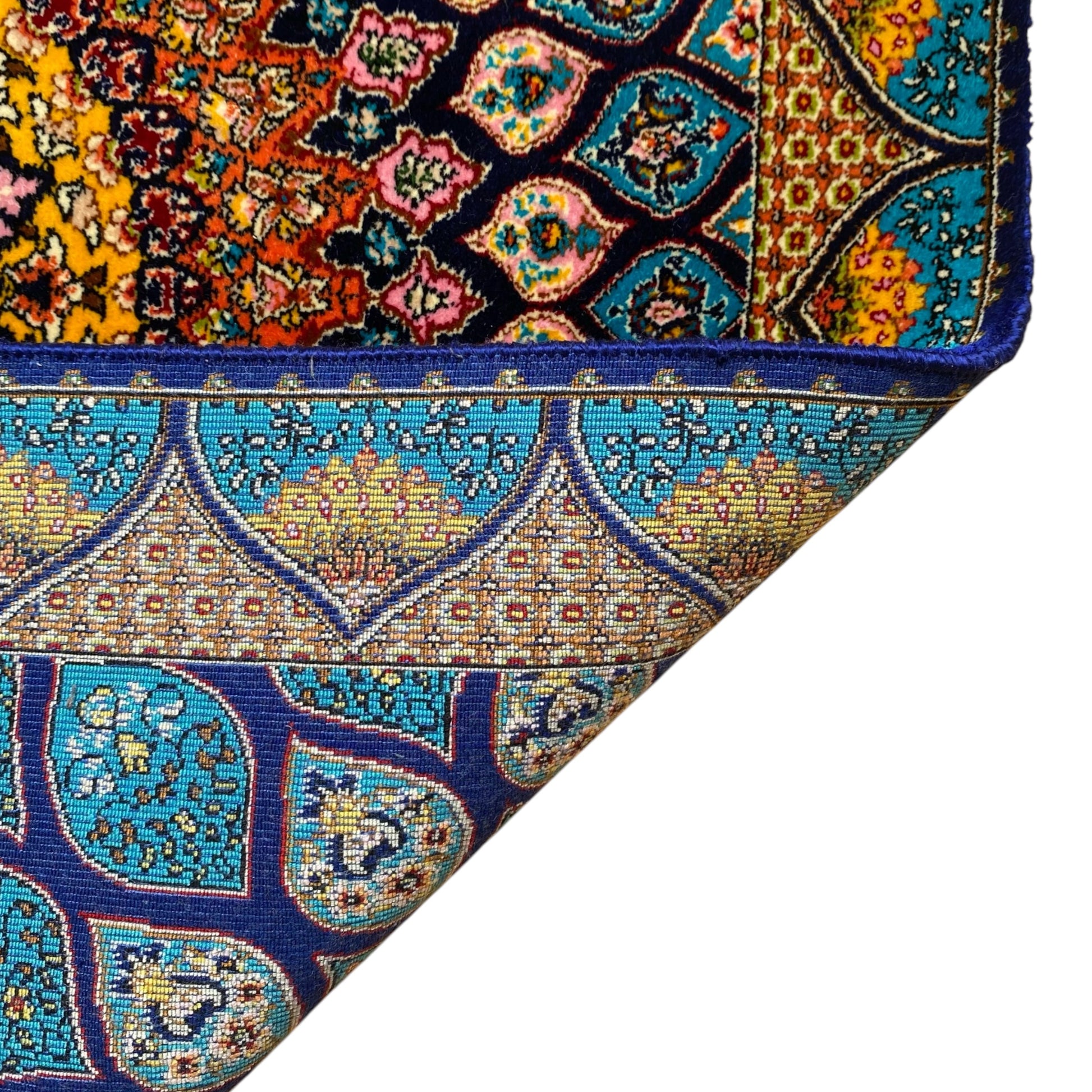 Blue Gumbad Design Bamboo Silk Rug - Kilim Art Gallery