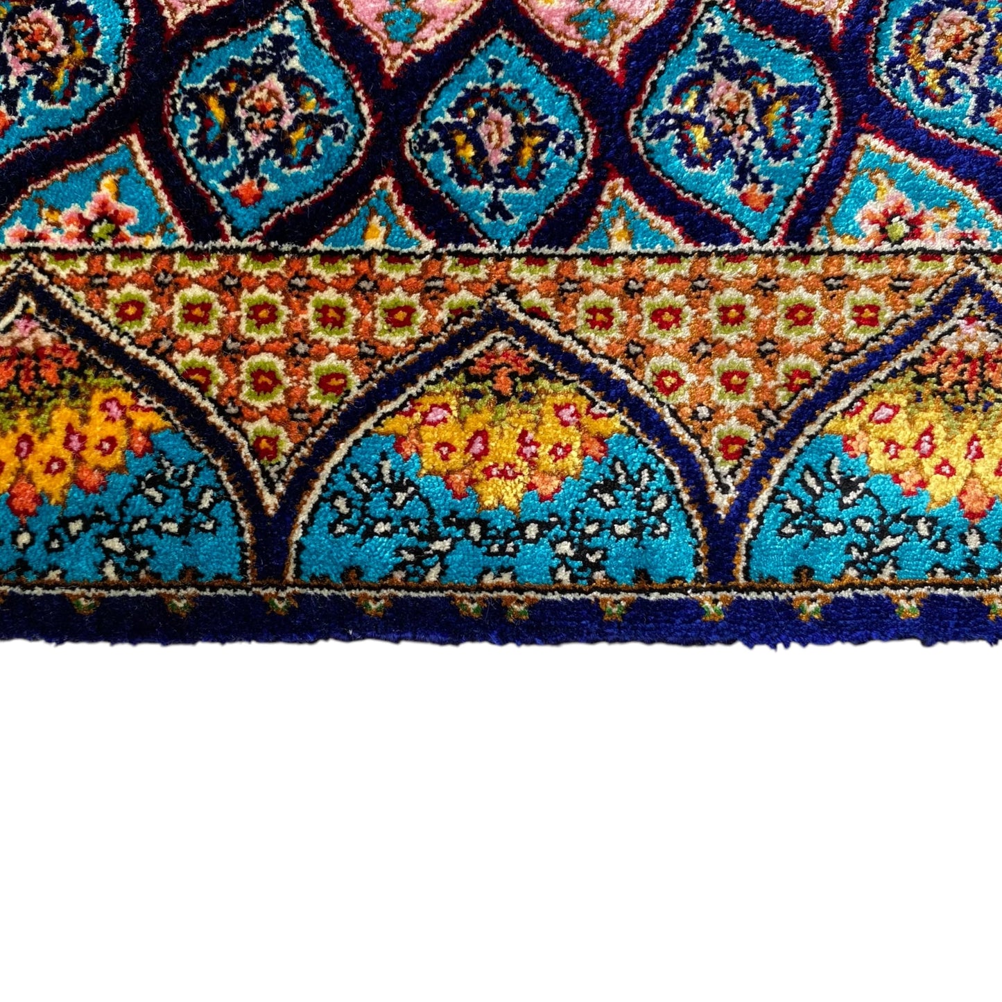 Blue Gumbad Design Bamboo Silk Rug - Kilim Art Gallery