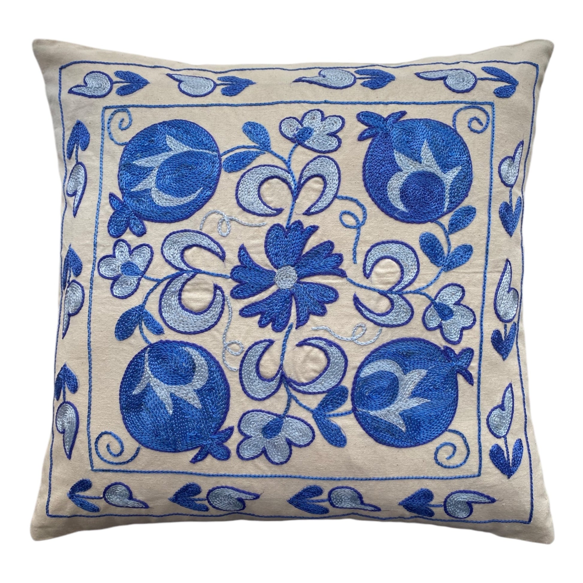Blue Suzani Cushion / Pillow Cover - Kilim Art Gallery