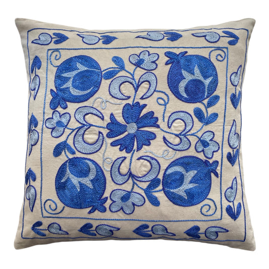 Blue Suzani Cushion / Pillow Cover - Kilim Art Gallery