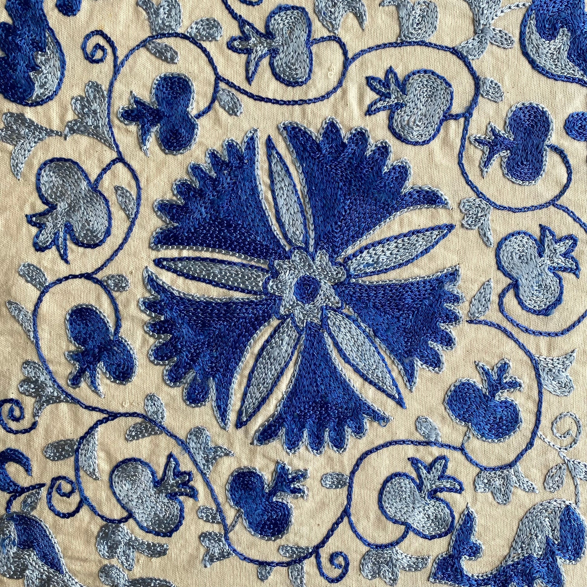 Blue Suzani Pillow Cover - Kilim Art Gallery