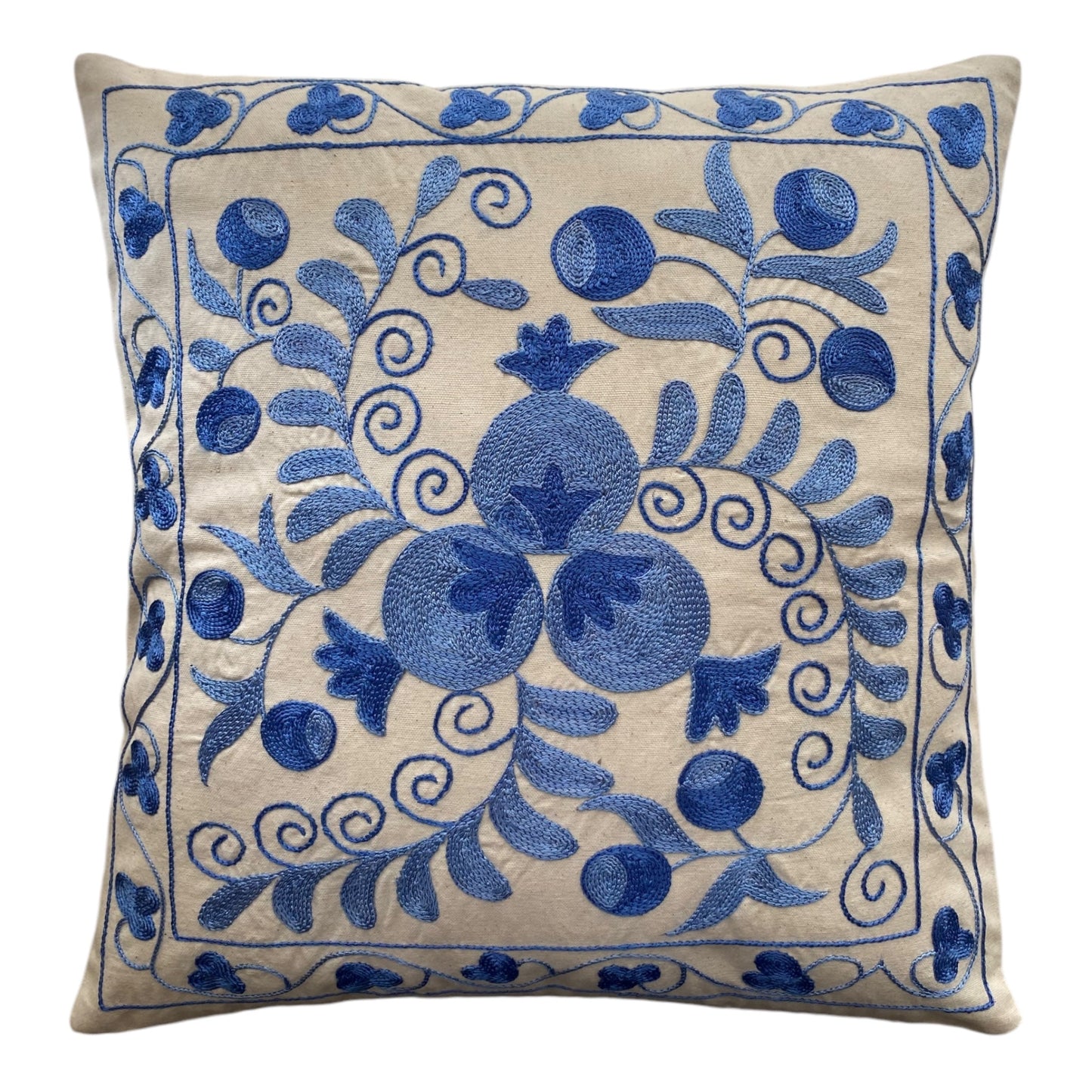 Blue Suzani Pillow / Cushion Cover - Kilim Art Gallery