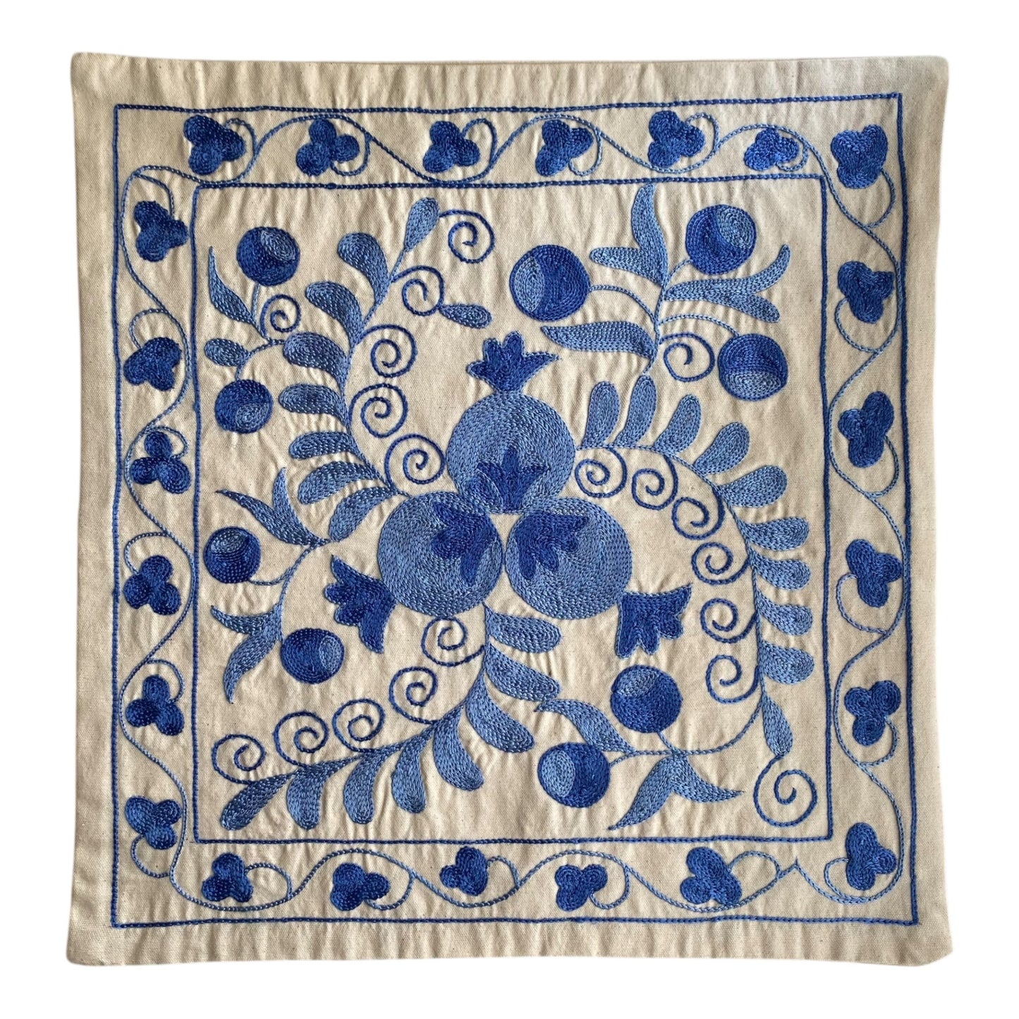 Blue Suzani Pillow / Cushion Cover - Kilim Art Gallery
