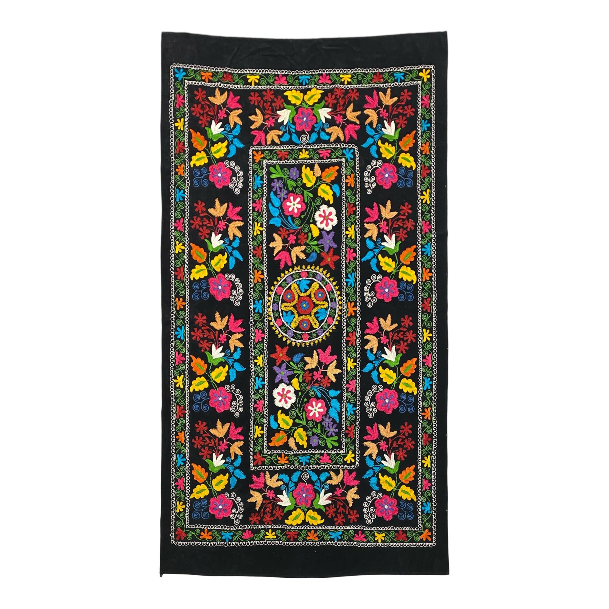 Bohemian Colorful Velvet Suzani Tapestry Wall Hanging / Throw / Blanket - Kilim Art Gallery